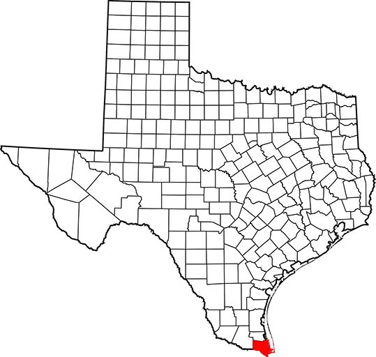 Map of Texas highlighting Cameron County - © David Benbennick